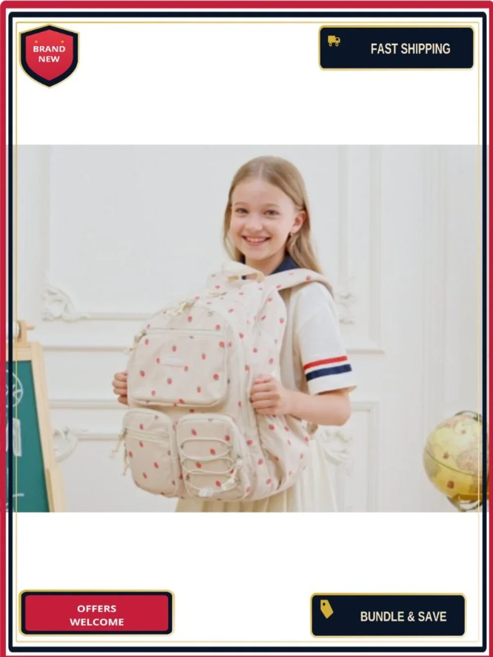 Corduroy Girls Backpack Set with Lunch Box & Pencil Case